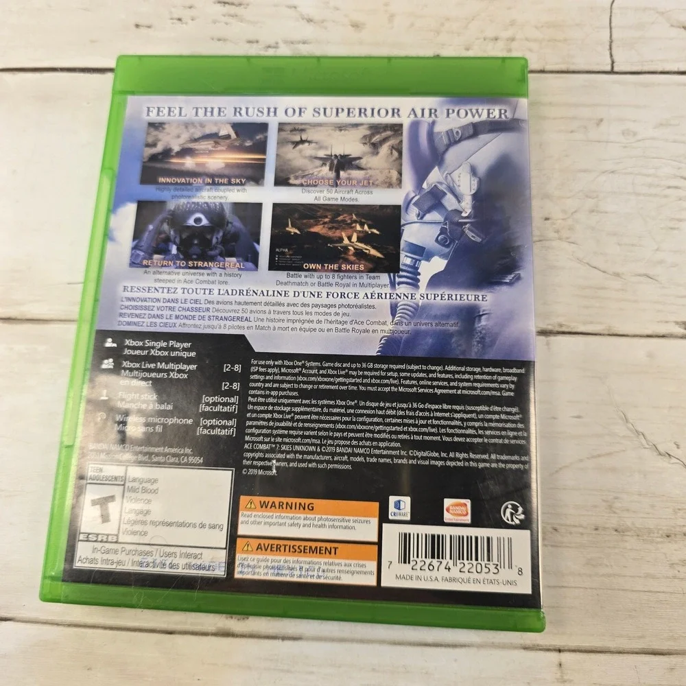 Ace Combat 7 Skies Unknown Xbox One Video Game Bandai Namco Flight Sim Disc